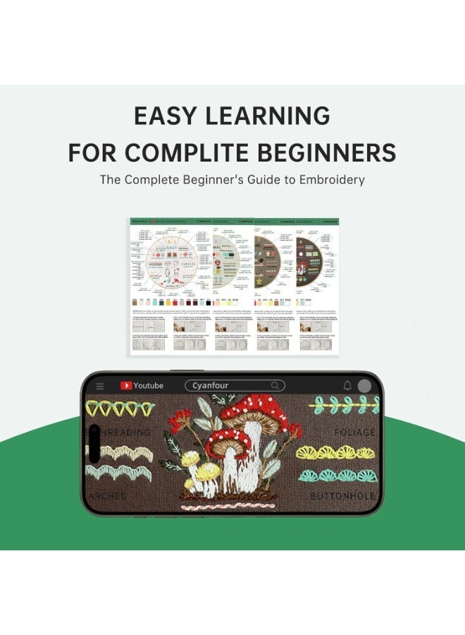 Bukela Embroidery Kit for Beginners, 4 Stages to Learn 38 Stitches, with Step-by-Step Instructions and Clear Videos, Includes Multiple Accessories, Gift for Craft Lovers. - Image 2